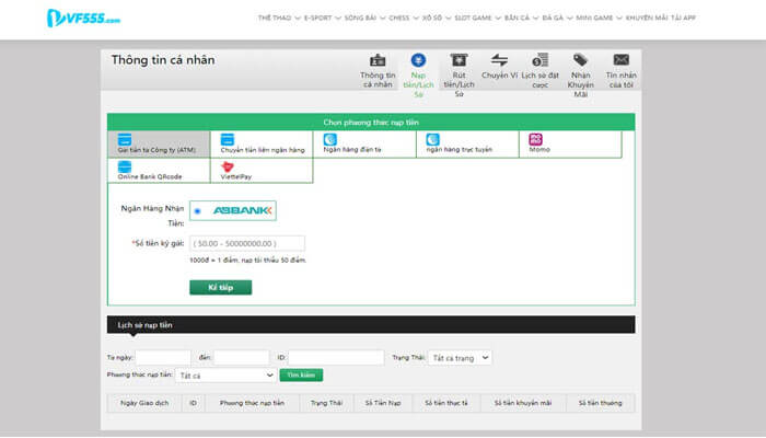 Phương thức thanh toán và rút tiền tại nhà cái VF555 là gì