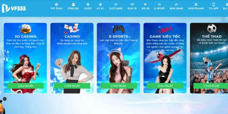 Sự đa dạng về trò chơi tại VF555 Casino